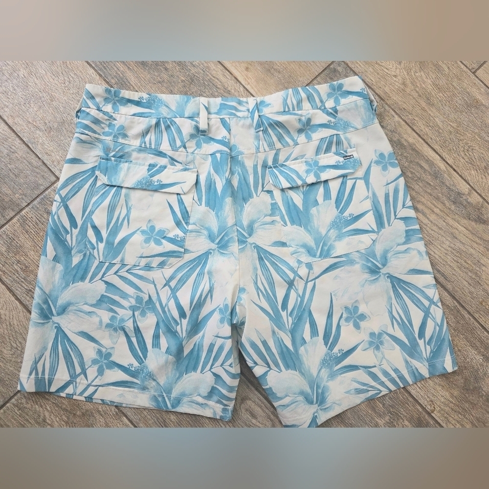 Hurley Blue White Floral Board Water Shorts Sz 34 - Picture 2 of 5